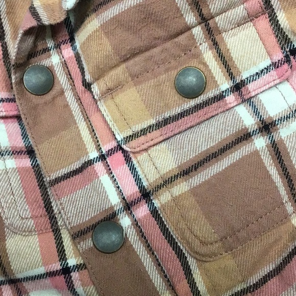 The Children's Place Brown/pink Plaid Button sharpa shacket - Picture 6 of 6